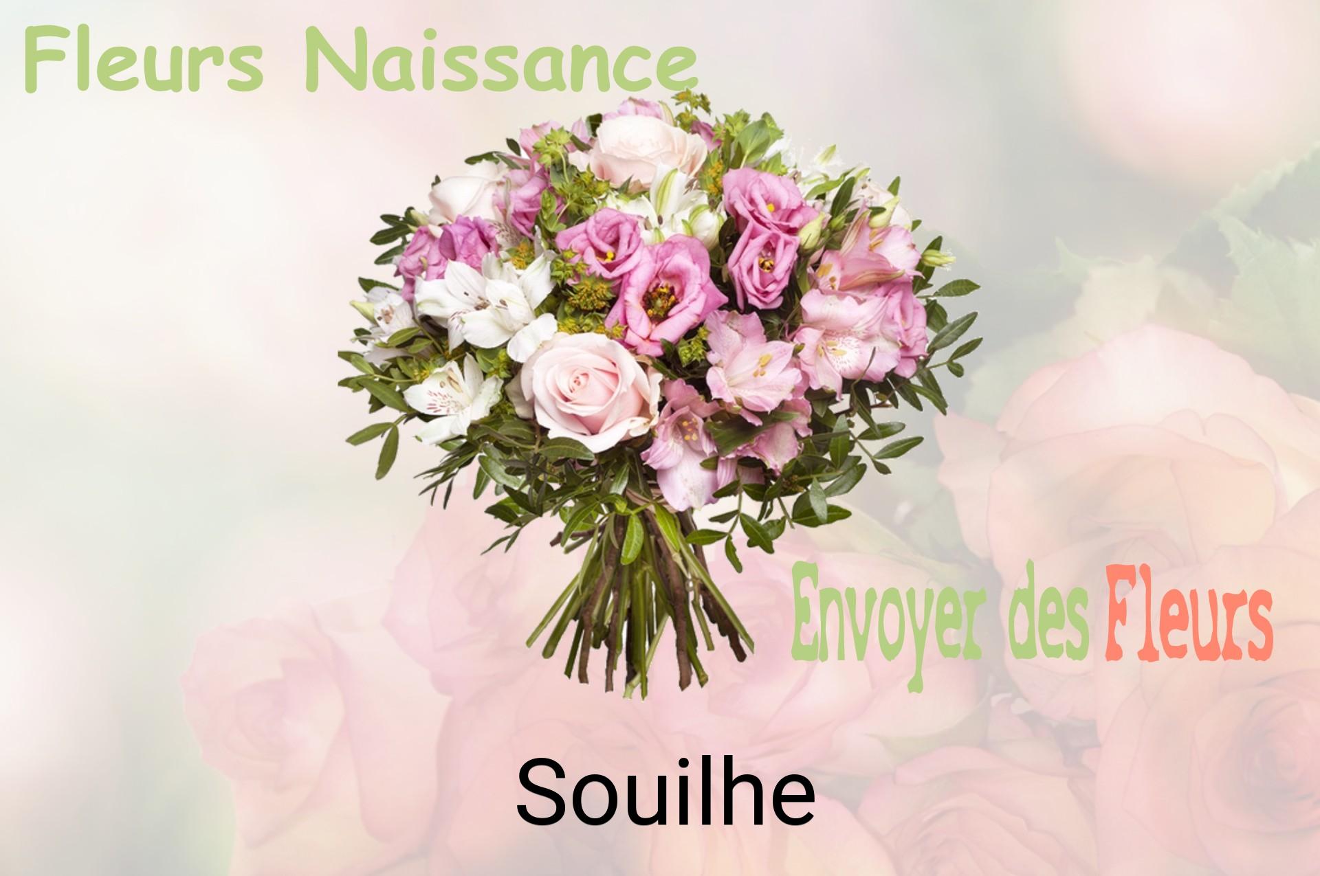 Bouquet de fleurs de naissance livré à Souilhe