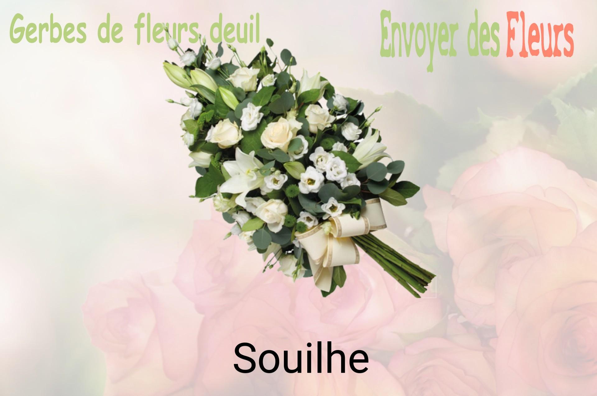 Gerbe de fleurs de deuil livrée à Souilhe